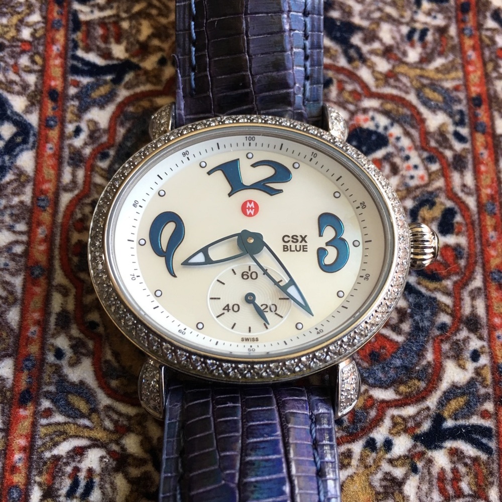 Michele “CSX Blue” watch with diamonds